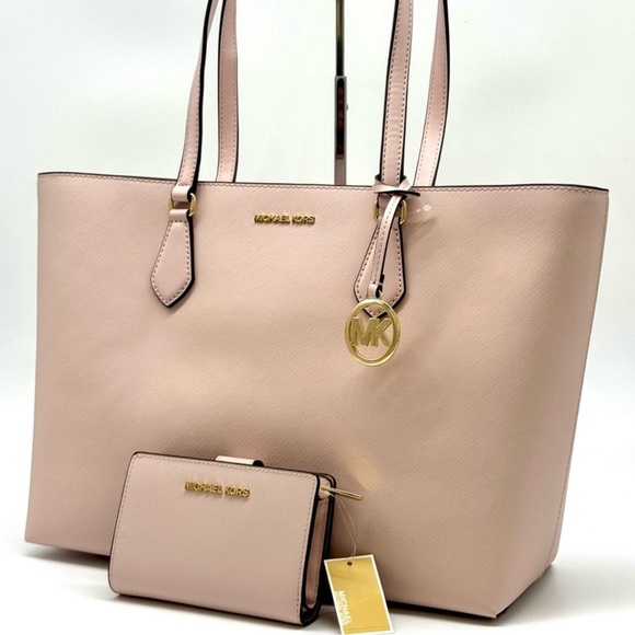Michael Kors Sheila Large Logo Tote Bag & Matching Bifold Wallet Powder Blush - Picture 2 of 14